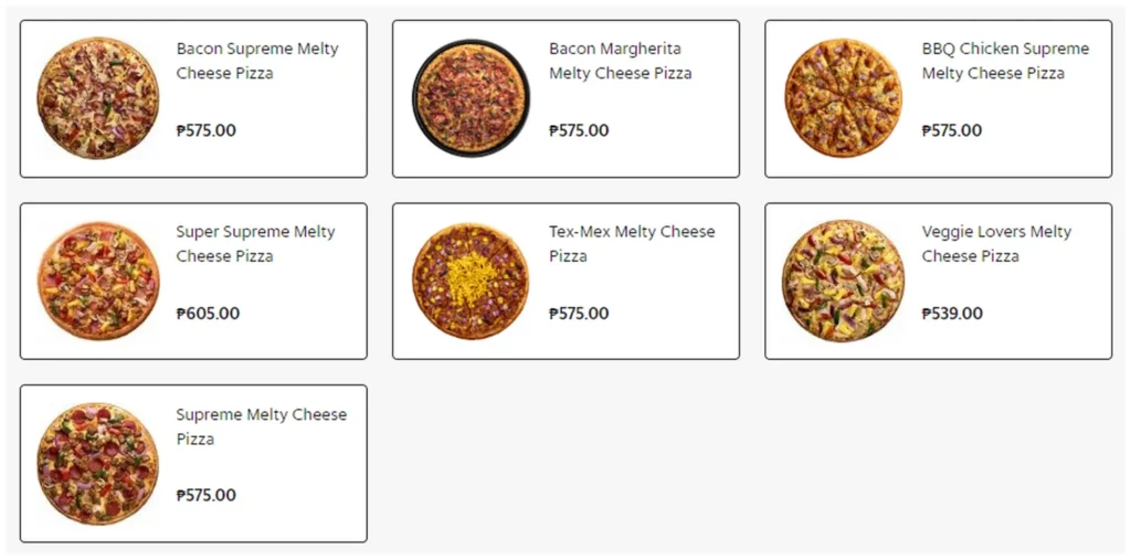 pizza hut menu philippine melty cheese pizza 2