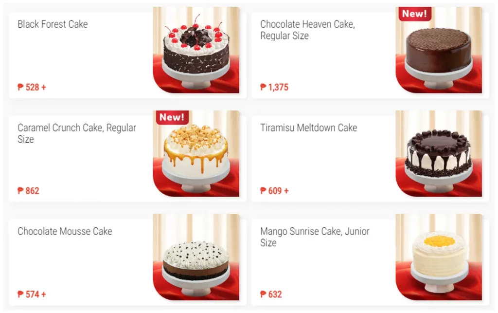 red ribbon menu philippine specialty cakes 1