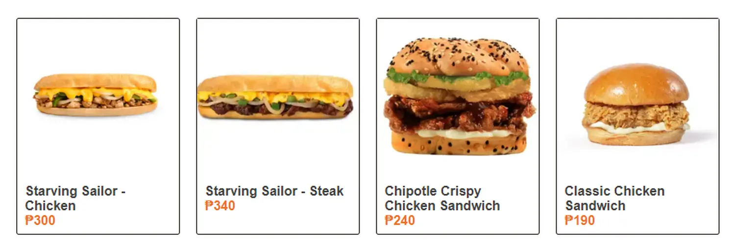 army navy menu philippnie sandwiches