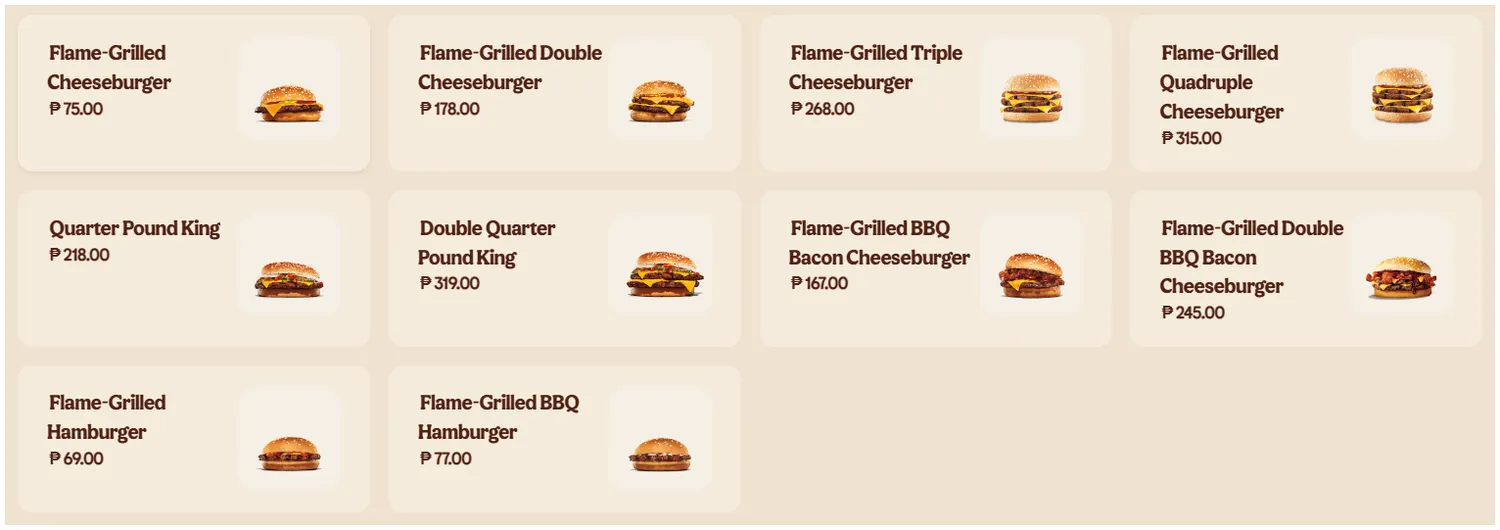 burger king menu 2023 flame grilled cheeseburger
