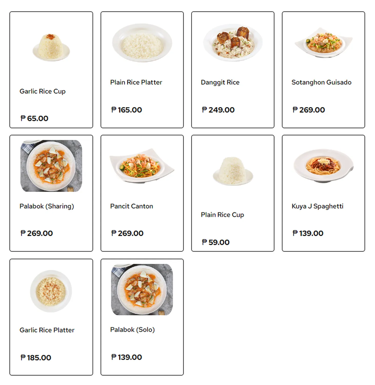 kuya j menu philippine noodles rice