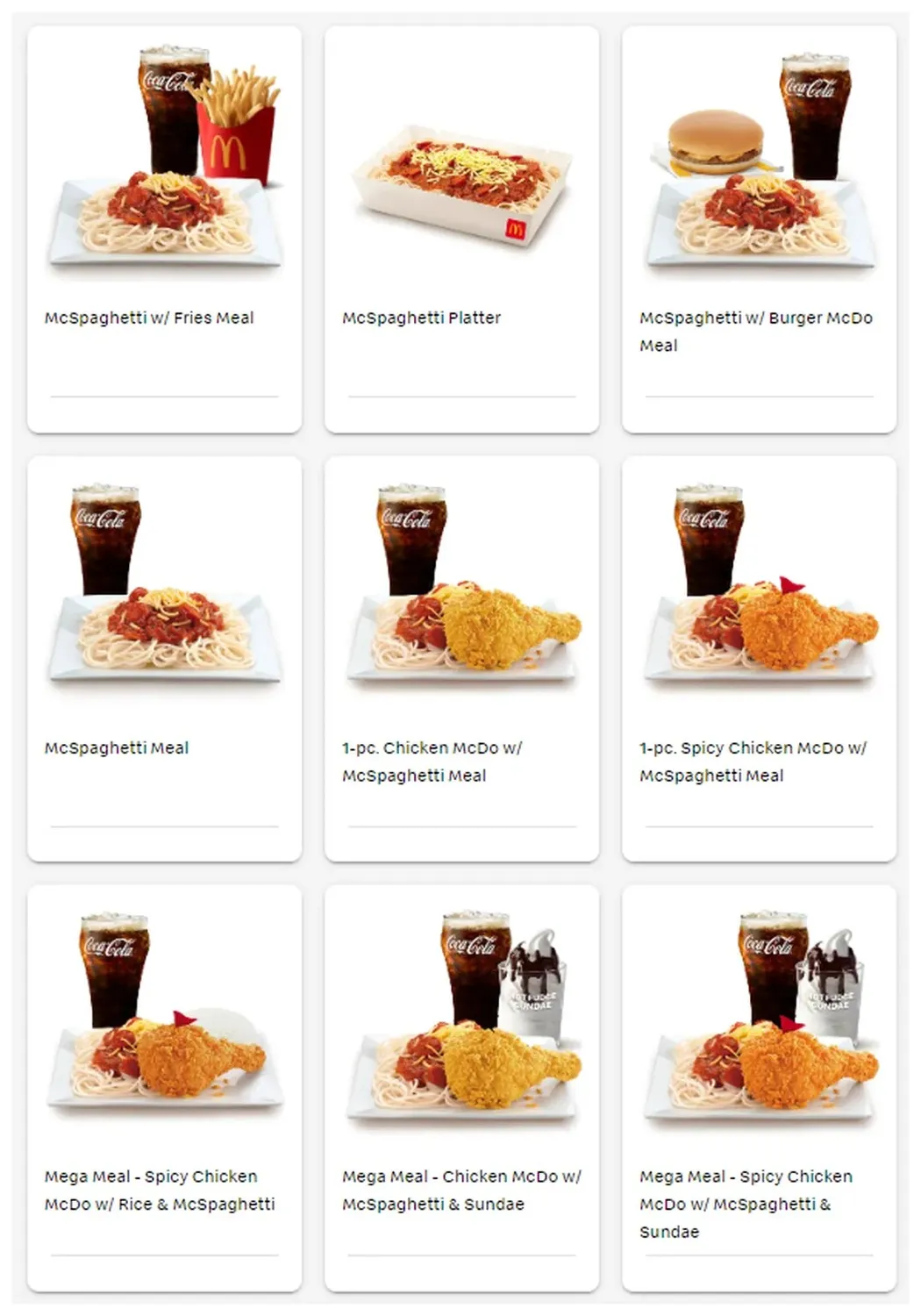 menu mcdonalds philipine 2023 mcspaghetti