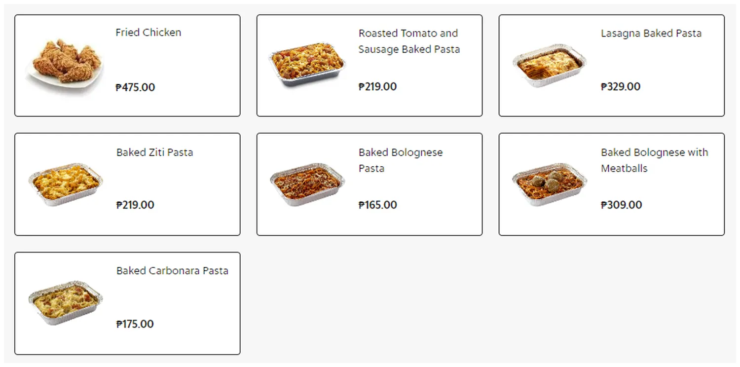 pizza hut menu philippine chicken pasta