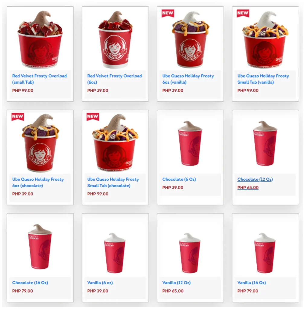 wendys menu philippine frosty and fries 1
