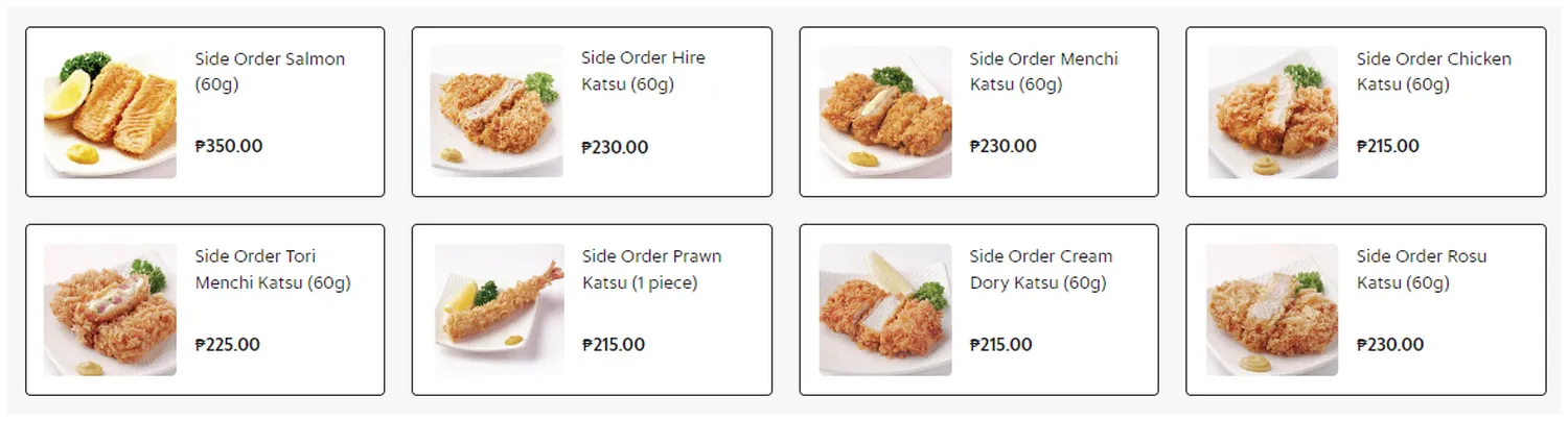 yabu menu philippine side orders