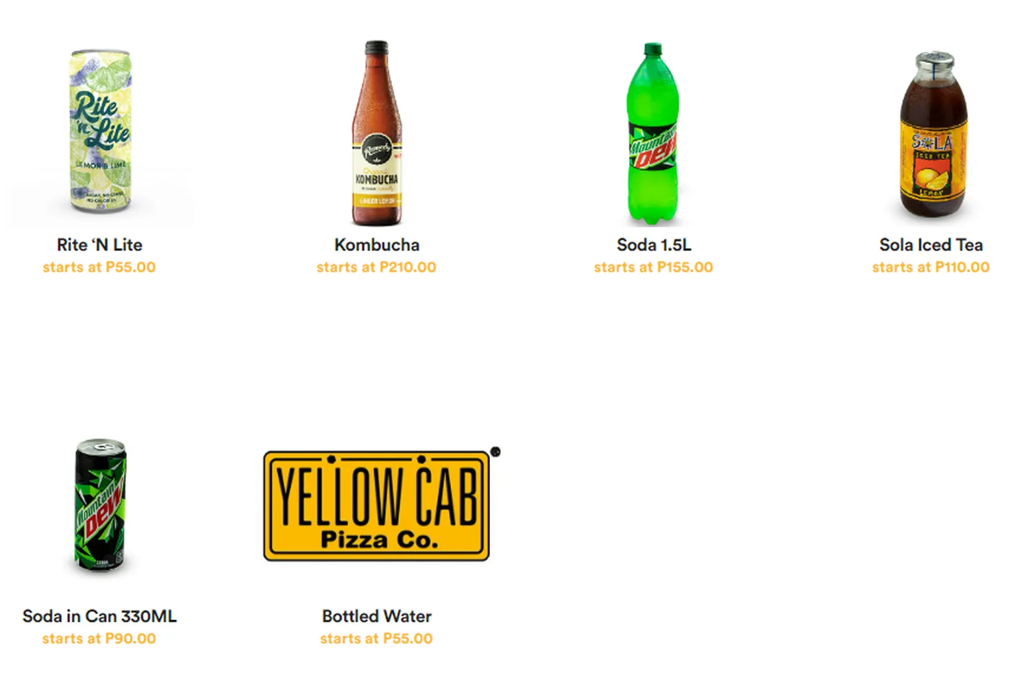 yellow cab menu philippine non alcoholic beverages