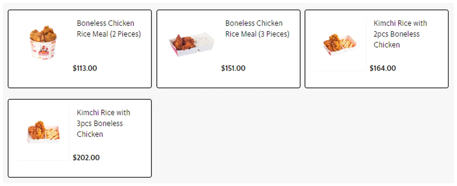 24 chicken menu philippine boneless chicken rice meal