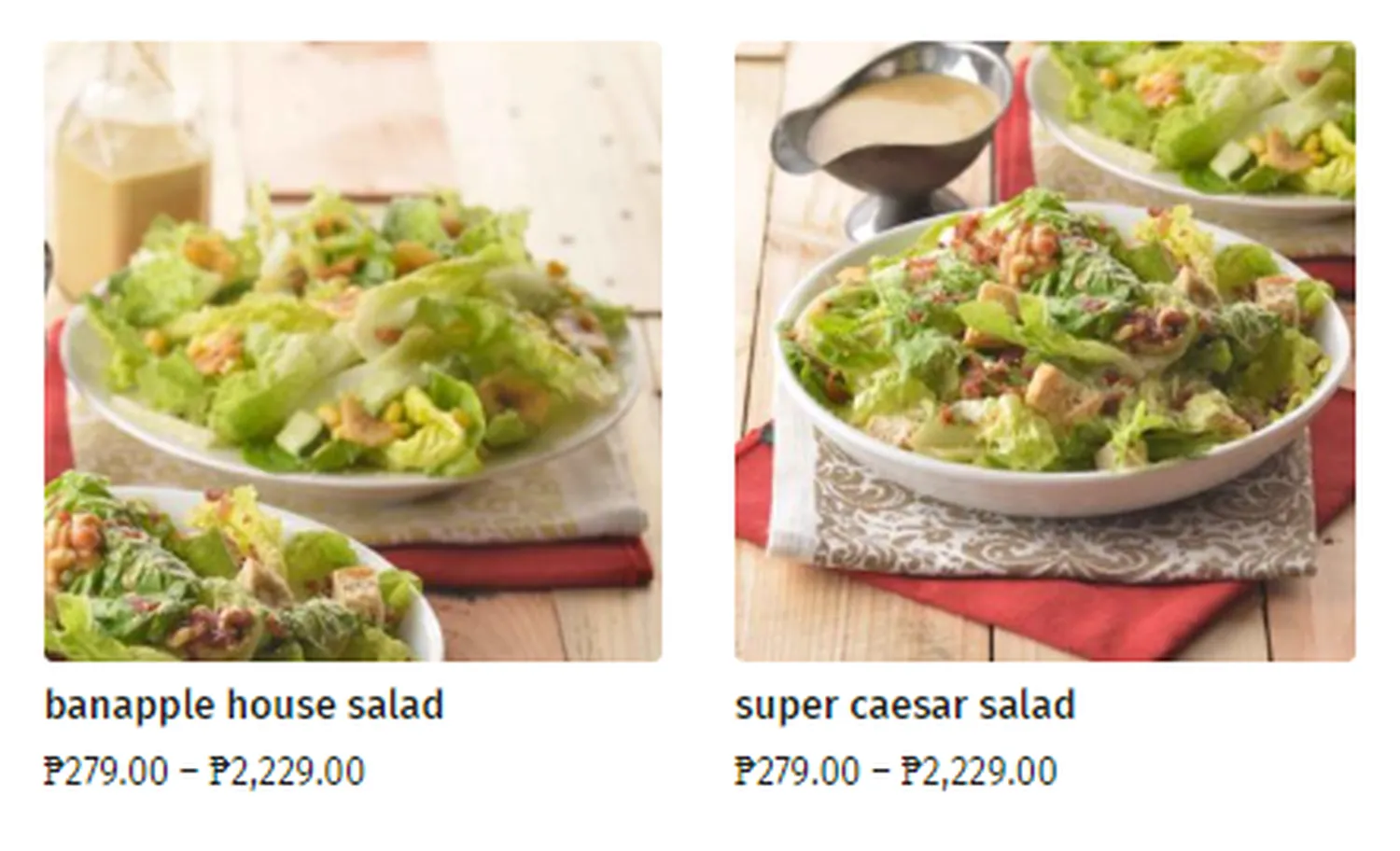 banapple menu philippine cafe healthy salads