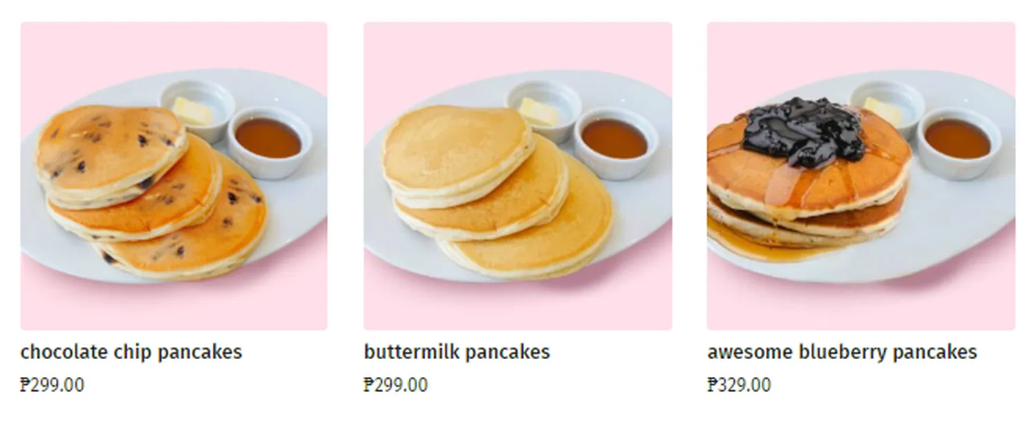 banapple menu philippine cafe pancakes