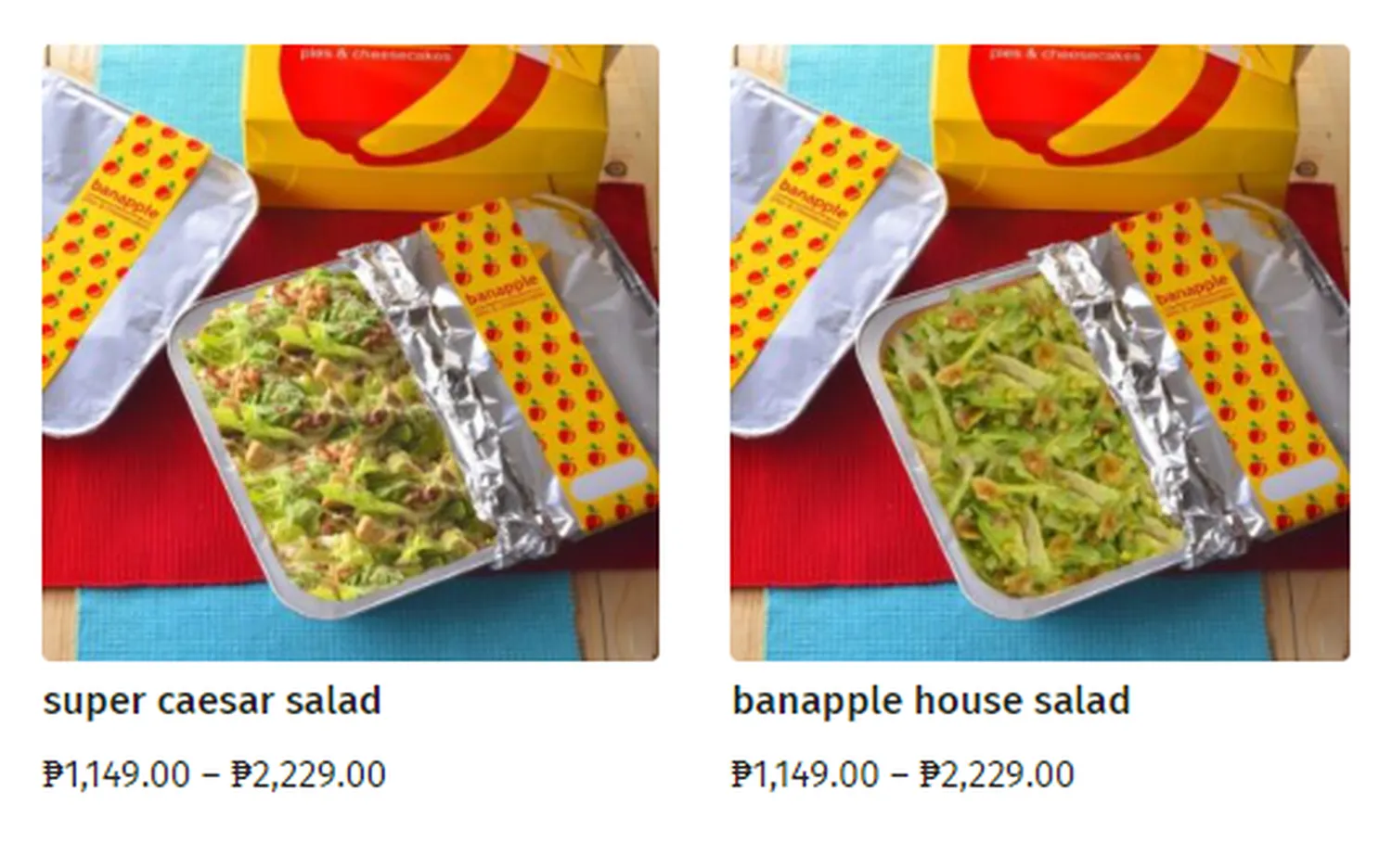 banapple menu philippine food trays healthy salads