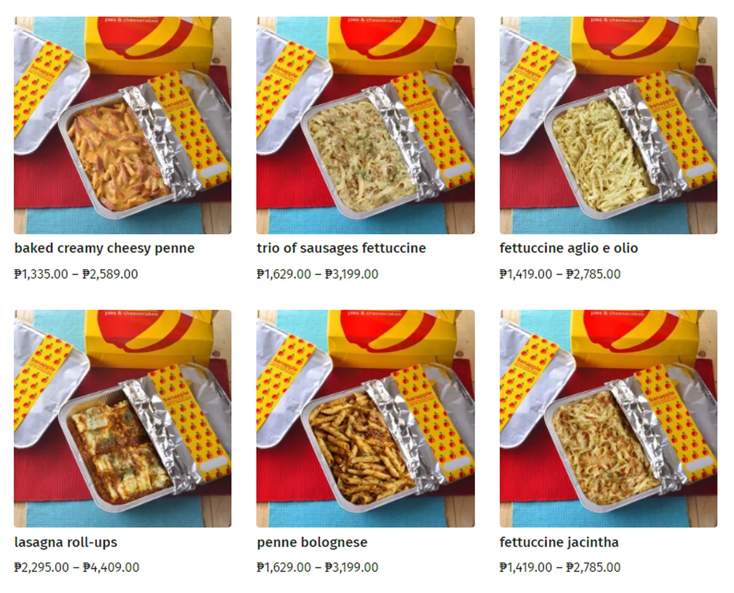 banapple menu philippine food trays pastas