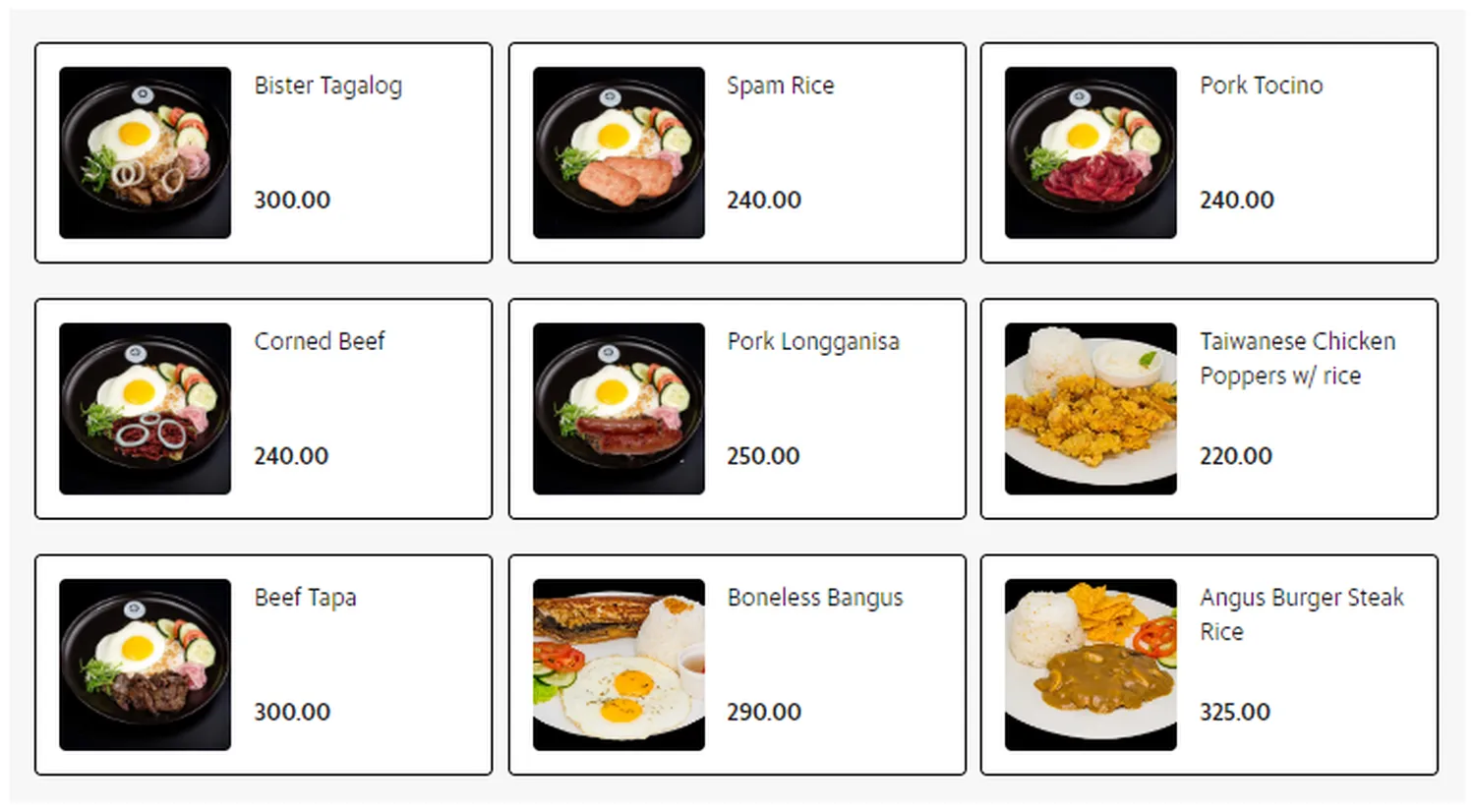 black scoop menu philippine rice meals