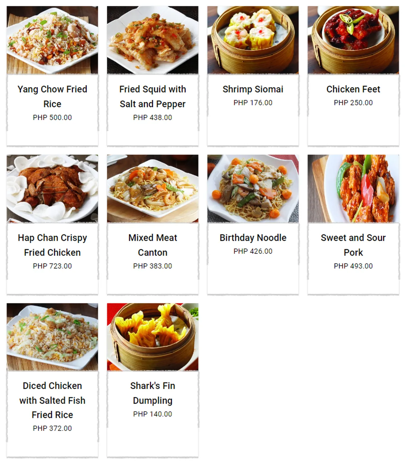 hapchan menu philippine popular