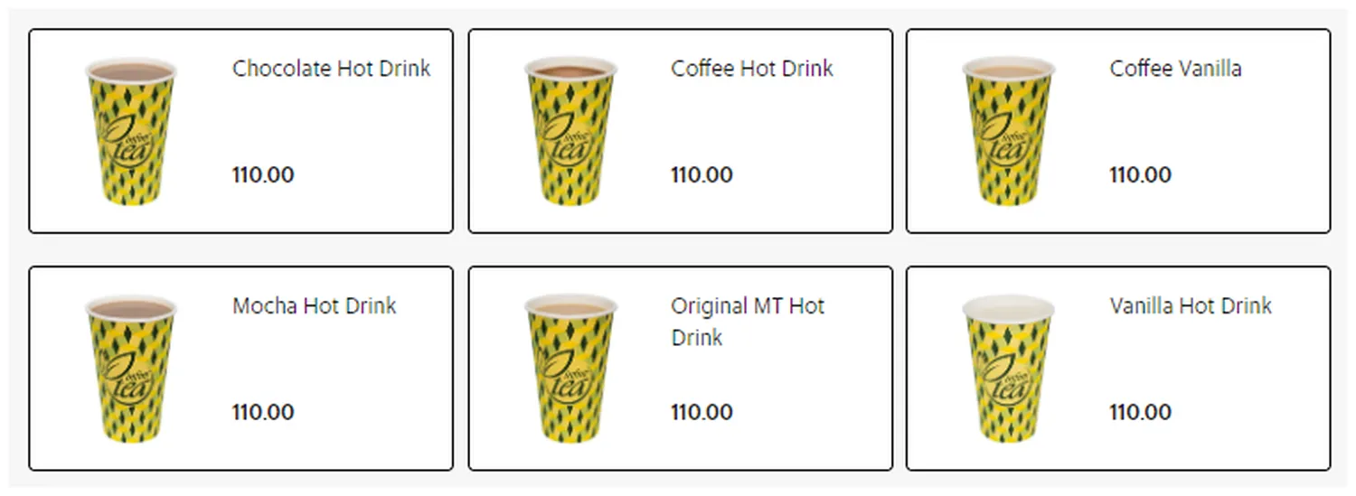 infinitea menu philippine hot drinks