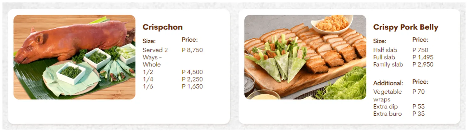 mesa menu philippine house specialty