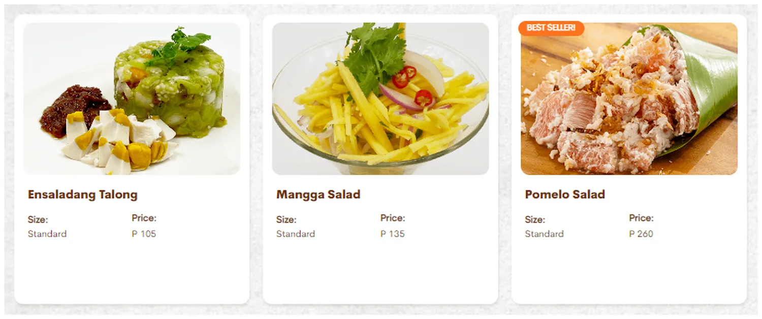 mesa menu philippine salads
