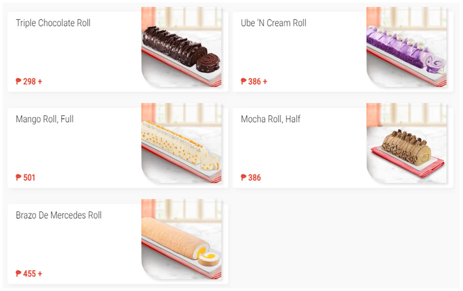 red ribbon menu philippine roll cakes