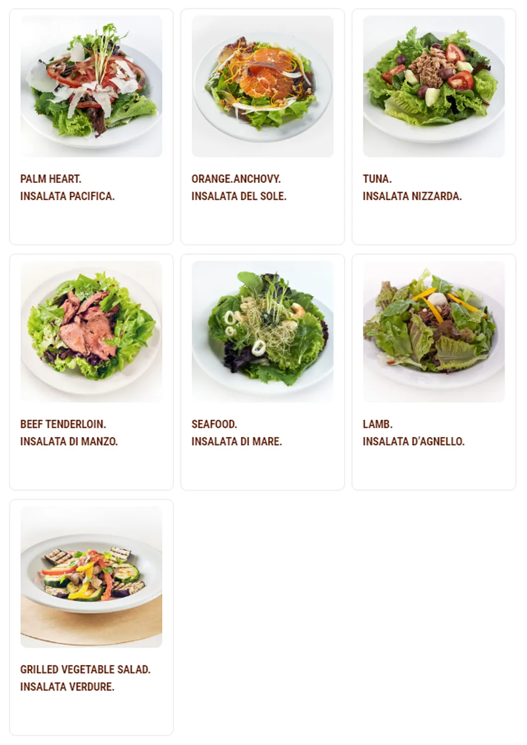 cibo menu philippine insalate salads