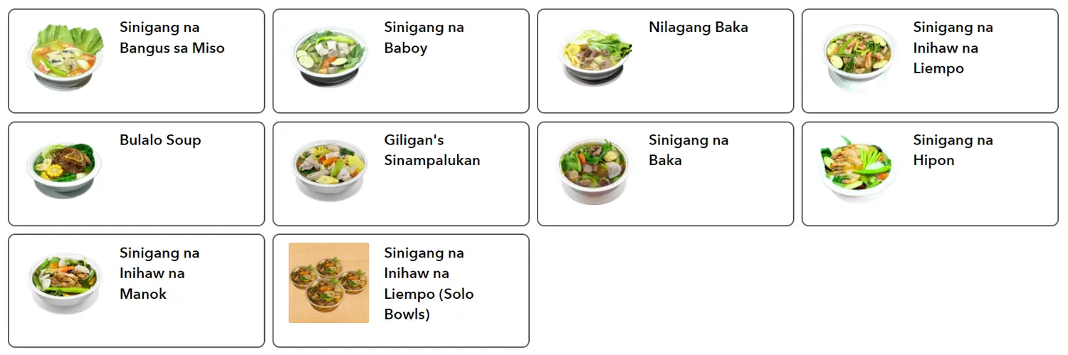 giligans menu philippine soups