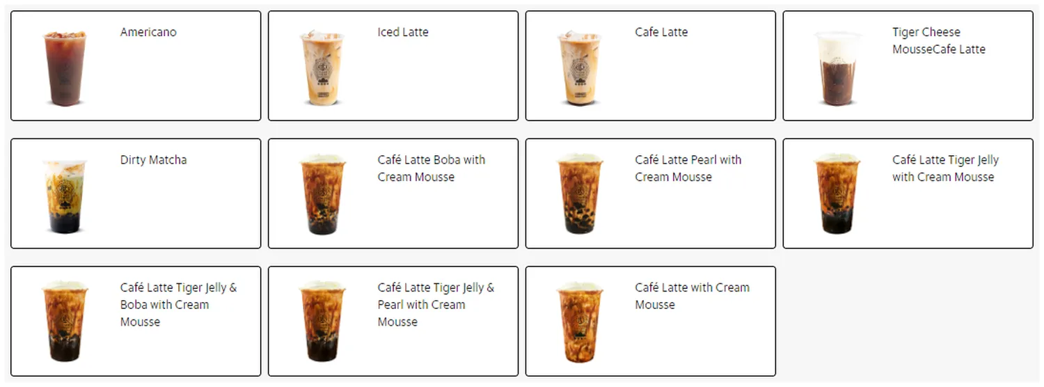 tiger sugar menu philippine cafe latte series